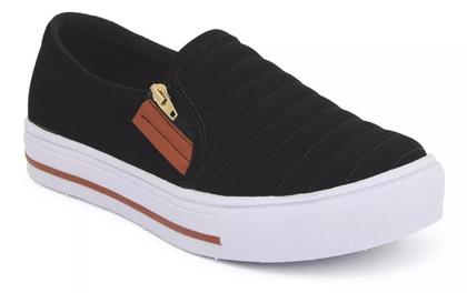 Imagem de Tênis Sapatênis Feminino Casual Sapatilha Slip On Com Zíper
