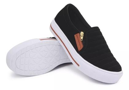 Imagem de Tênis Sapatênis Feminino Casual Sapatilha Slip On Com Zíper