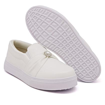 Imagem de Tenis Slip On Amanda Block Detalhe Tira com Aplicação Brilho e Sola Alta Reta