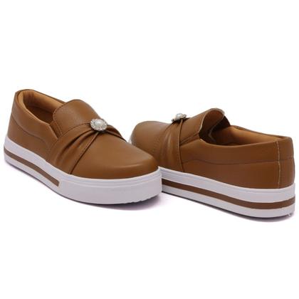 Imagem de Tenis Slip On Amanda Block Detalhe Tira com Aplicação Brilho e Sola Alta Reta