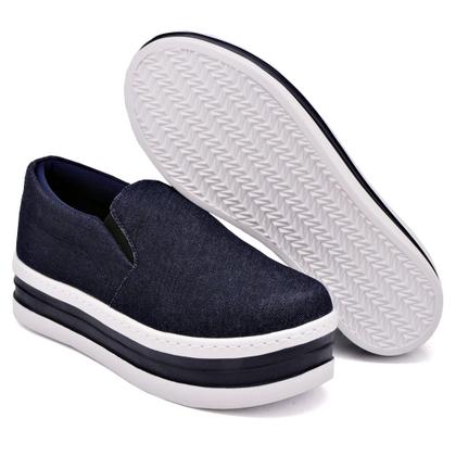 Imagem de Tenis Slip On Autem Originals Liso com Elastico e Sola Alta Detalhe Listras