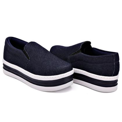 Imagem de Tenis Slip On Autem Originals Liso com Elastico e Sola Alta Detalhe Listras