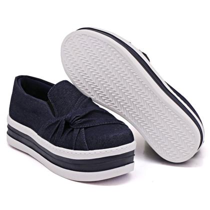 Imagem de Tênis Slip On Casual Amanda Block Elástico Lateral Detalhe em Laço e Sola Alta
