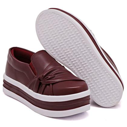 Imagem de Tênis Slip On Casual Amanda Block Elástico Lateral Detalhe em Laço e Sola Alta