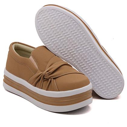 Imagem de Tênis Slip On Casual Amanda Block Elástico Lateral Detalhe em Laço e Sola Alta