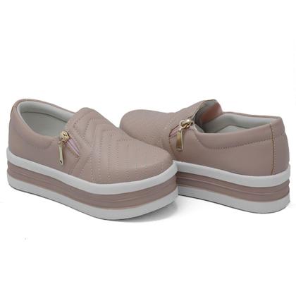 Imagem de Tênis Slip On Casual Dk Shoes com Ziper Lateral e Sola Borracha com Listras