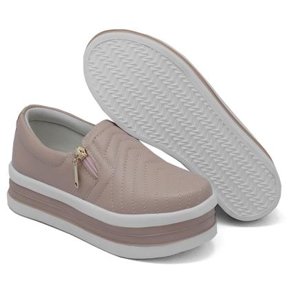 Imagem de Tênis Slip On Casual Dk Shoes com Ziper Lateral e Sola Borracha com Listras