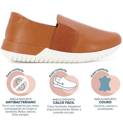 Imagem de Tênis Slip On Feminino Anabela Usaflex Couro Fácil Calce