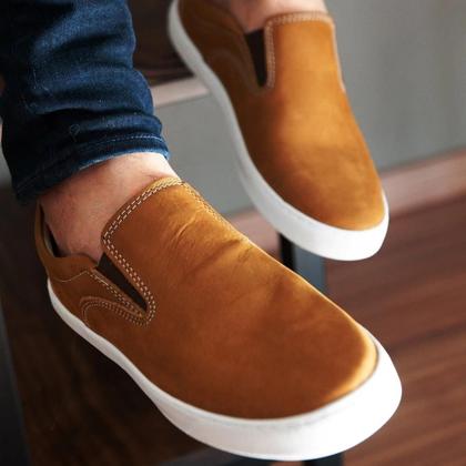 Imagem de Tênis Slip-On Masculino Couro Nobuck West Bulls Moda Casual