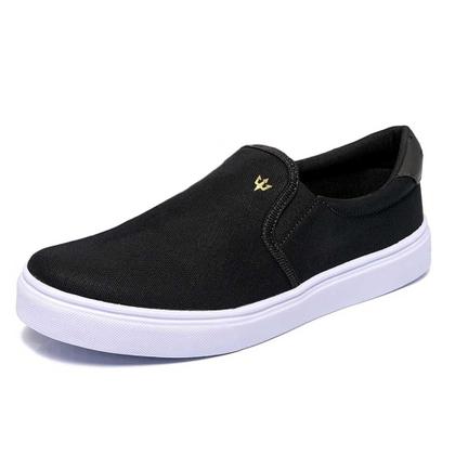 Imagem de Tênis Slip On Masculino Preto Sliper Casual De Lona Extra Leve Confortável