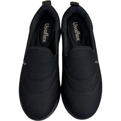 Imagem de Tênis Slip On Tecido Calce Fácil Conforto Ab6415 Usaflex Preto