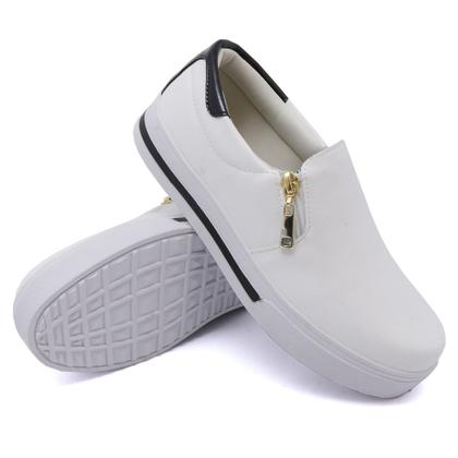 Imagem de Tênis Slip On Yoyo Store com Recortes Ziper Lateral e Sola Reta Confortavel