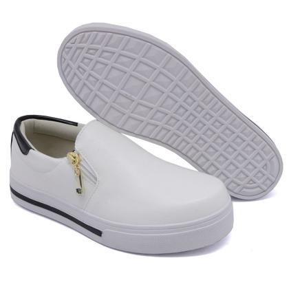 Imagem de Tênis Slip On Yoyo Store com Recortes Ziper Lateral e Sola Reta Confortavel