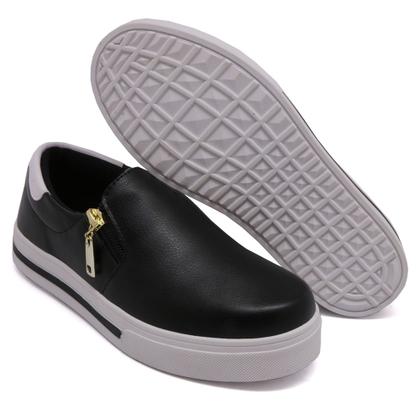 Imagem de Tênis Slip On Yoyo Store com Recortes Ziper Lateral e Sola Reta Confortavel