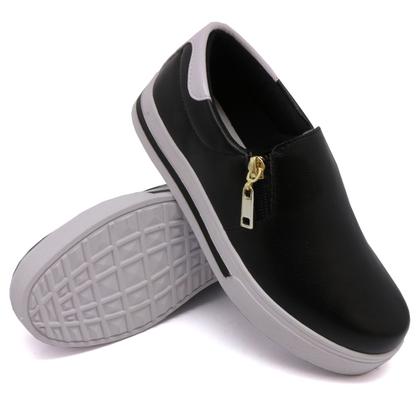 Imagem de Tênis Slip On Yoyo Store com Recortes Ziper Lateral e Sola Reta Confortavel