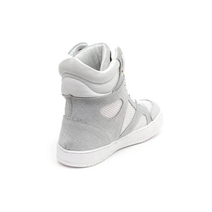 Imagem de Tenis Sneaker Botinha Couro Cano Alto Unissex Fitness Branco