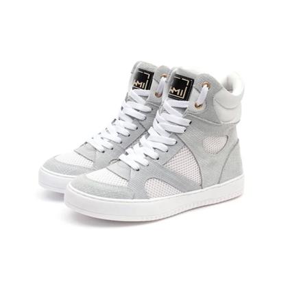 Imagem de Tenis Sneaker Botinha Couro Cano Alto Unissex Fitness Branco