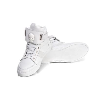 Imagem de Tenis Sneaker Cano Alto Unissex Branco Com tiras autocolantes Botinha Academia