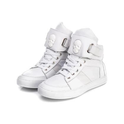 Imagem de Tenis Sneaker Cano Alto Unissex Branco Com tiras autocolantes Botinha Academia