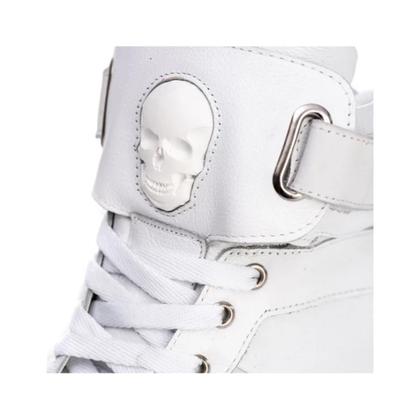 Imagem de Tenis Sneaker Cano Alto Unissex Branco Com tiras autocolantes Botinha Academia