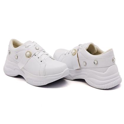 Imagem de Tênis Sneaker Chunky Casual Dk Shoes com Cadarço Sola Leve e Detalhes em Pedras