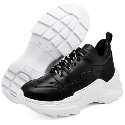 Imagem de Tênis Sneaker Chunky Casual Pires Shoes com Cadarço Recortes e Sola Robusta