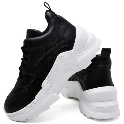Imagem de Tênis Sneaker Chunky Casual Pires Shoes com Cadarço Recortes e Sola Robusta