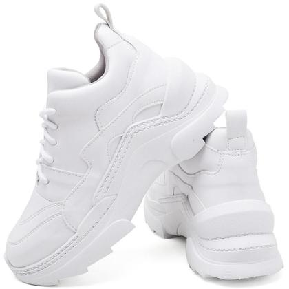 Imagem de Tênis Sneaker Chunky Casual Pires Shoes com Cadarço Recortes e Sola Robusta