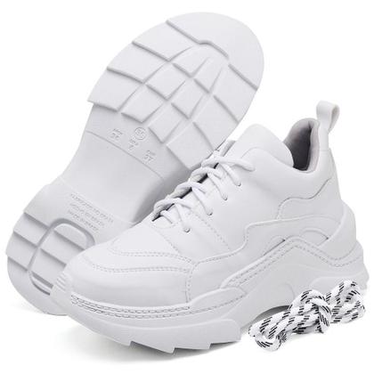 Imagem de Tênis Sneaker Chunky Casual Pires Shoes com Cadarço Recortes e Sola Robusta