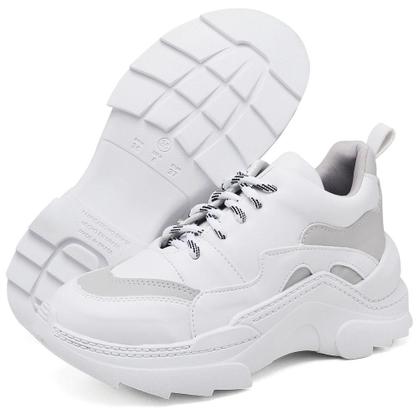 Imagem de Tênis Sneaker Chunky Casual Pires Shoes com Cadarço Recortes e Sola Robusta