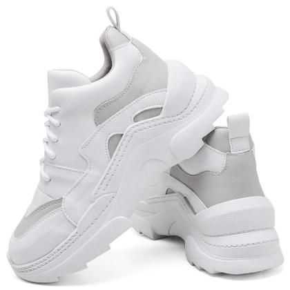 Imagem de Tênis Sneaker Chunky Casual Pires Shoes com Cadarço Recortes e Sola Robusta