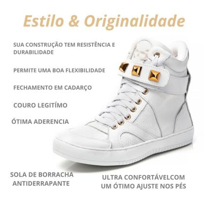 Imagem de Tenis Sneaker Feminino Botinha Treino Academia Cano Alto couro legitímo - Pettinari