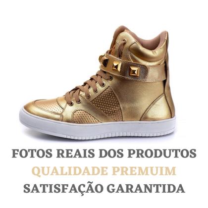 Imagem de Tenis Sneaker Feminino Botinha Treino Academia Cano Alto couro legitímo