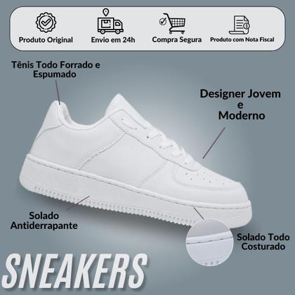 Imagem de Tênis Sneakers Casual Unissex Moda Blogueira Branco Social