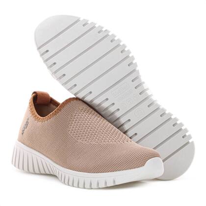 Imagem de Tênis Usaflex Slip On Tricot Monograma Marrom - Feminino