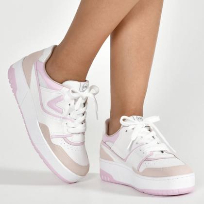 Imagem de Tenis Via Marte Feminino Branco Casual Nobuck Recortes