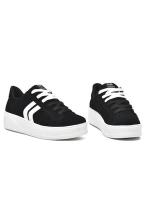 Imagem de Tênis Via Marte Feminino Flatform Casual 23-13507 Nobuck Preto