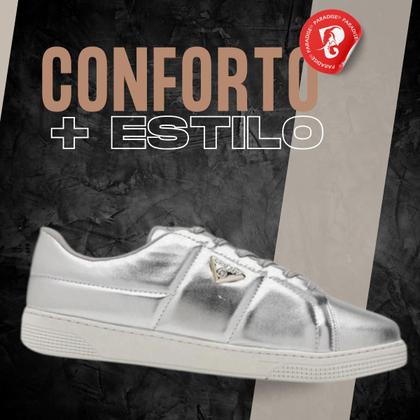 Imagem de Tenis Via Uno Fashion Prateado Casual Lançamento 