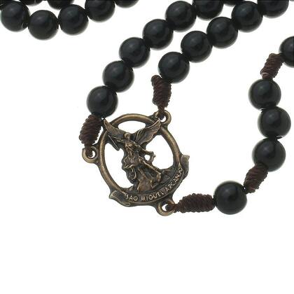 Imagem de Terço com Medalha de São Miguel Arcanjo e Espada - Preto - Exclusivo