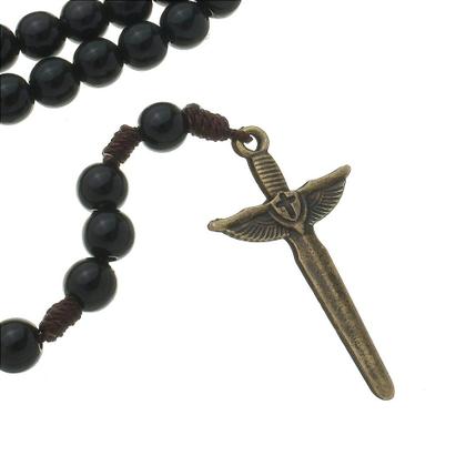 Imagem de Terço com Medalha de São Miguel Arcanjo e Espada - Preto - Exclusivo