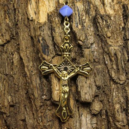 Imagem de Terço de murano azul de 5mm - Folheado à ouro 18k (Rosário Católico)