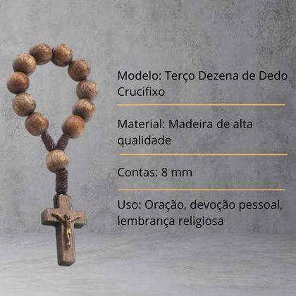 Imagem de Terço Dezena de Dedo Crucifixo Madeira 8 mm