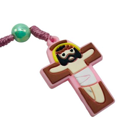 Imagem de Terço Infantil Anjo da Guarda Biscuit Menina Rosa