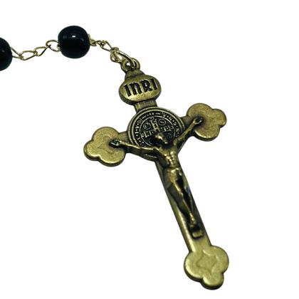 Imagem de Terço Medalha de São Bento Preto Leitoso 6 mm