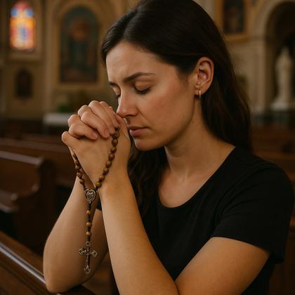 Imagem de Terço Nossa Senhora Amor de Mãe Madeira 8 mm