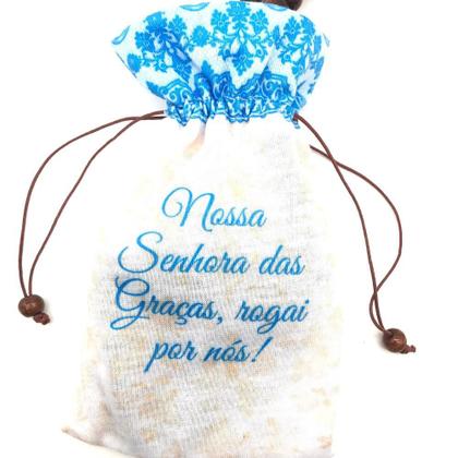 Imagem de Terço Nossa Senhora das Graças Madeira com Saquinho de Tecido