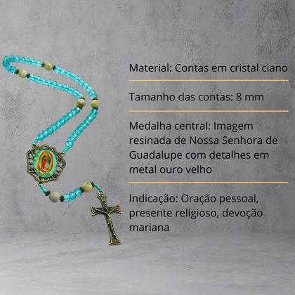 Imagem de Terço Rosário Nossa Senhora de Guadalupe Cristal Verde 8 mm