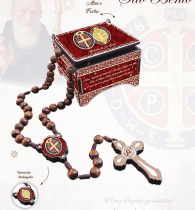 Imagem de Terço são bento madeira com caixinha estampada