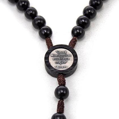 Imagem de Terço São Padre Pio de Pietrelcina Madeira 10mm Preto