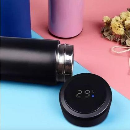 Imagem de Térmica Garrafa Sensor Temperatura Digital Inox Café Bebidas 500ml